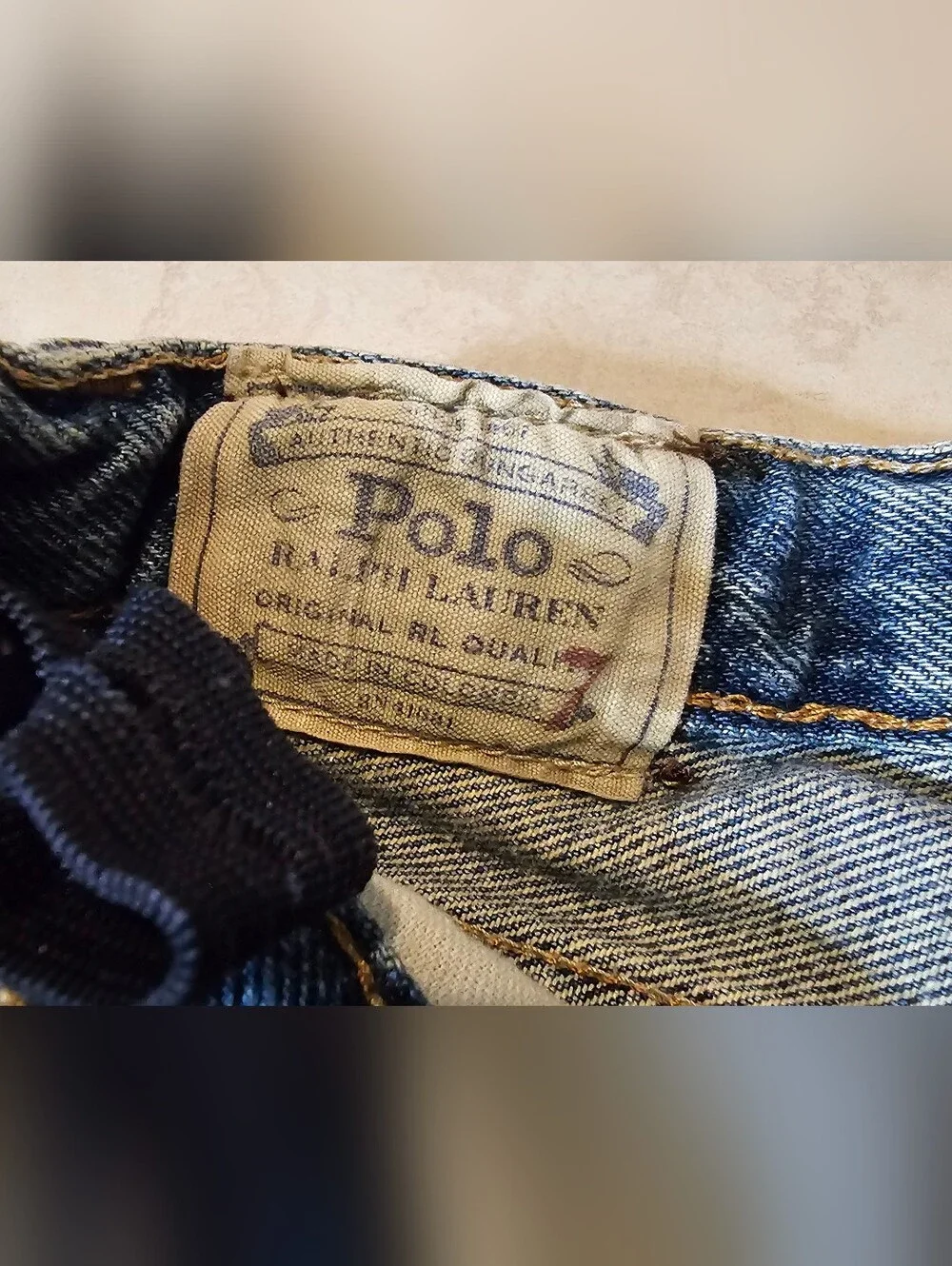 Polo Ralph Lauren Kids Slim Light Blue Denim Jeans Shorts w/ pink patches Size 7